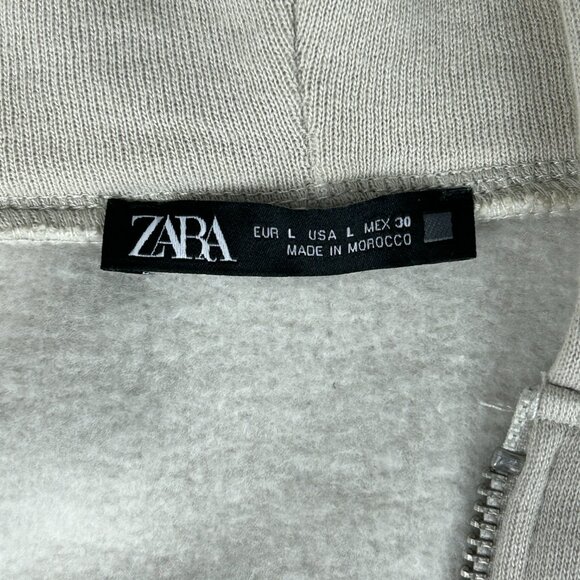 Zara Cropped Hoodie‎ Large Cream Zip Up - Picture 9 of 11